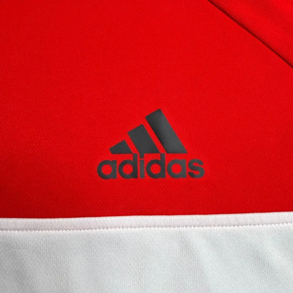 Adidas Mens XL Climalite Colorblock Performance T-Shirt Red Black White